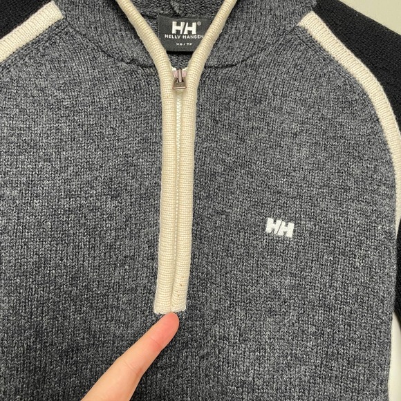 Helly Hanson Color Block Knit Sweater Half Zip Hoodie Embroidered Logo Black XS - Picture 5 of 10